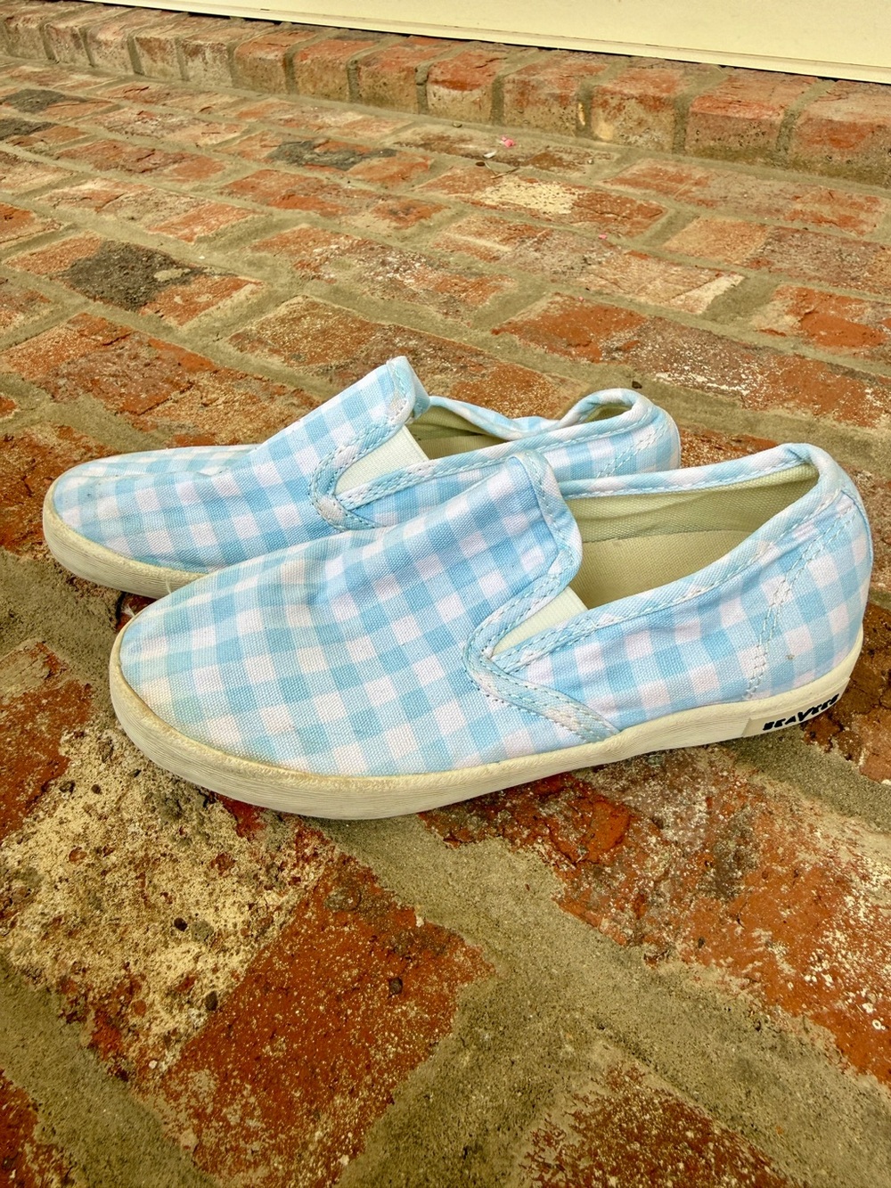 The Beaufort Bonnet Company Light Blue & White Gingham Slip-On SeaVee Sneakers